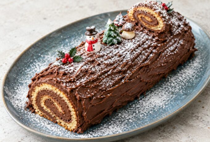 Bûche de Noël au chocolat et au rhum