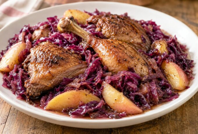 Canard au chou rouge et aux pommes