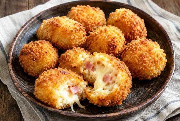 Croquettes de riz au jambon et mozzarella