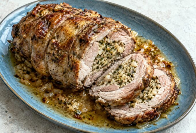 Épaule d’agneau farcie aux herbes