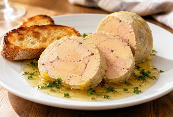 Foie gras au torchon et gelée au vin moelleux