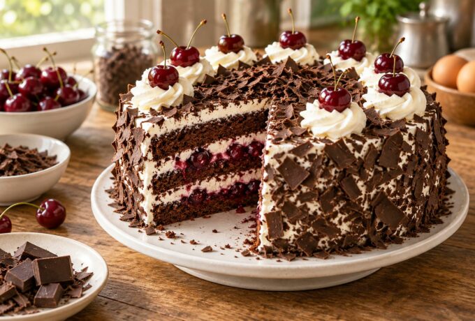Forêt-noire aux cerises et à la chantilly