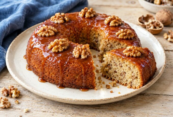 Gâteau aux noix du Périgord et caramel