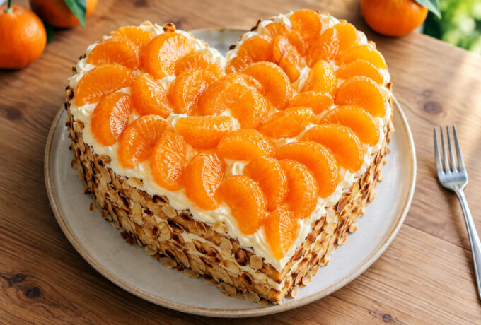 Gâteau cœur aux mandarines