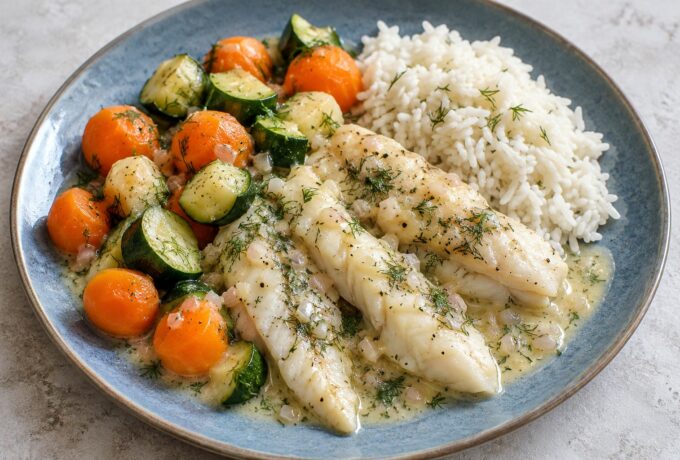 Goujonnettes de sole à l’aneth et aux légumes