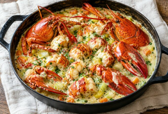 Homards en nage de légumes à la crème