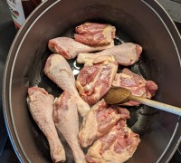Poulet a la vanille et au rhum cuisson