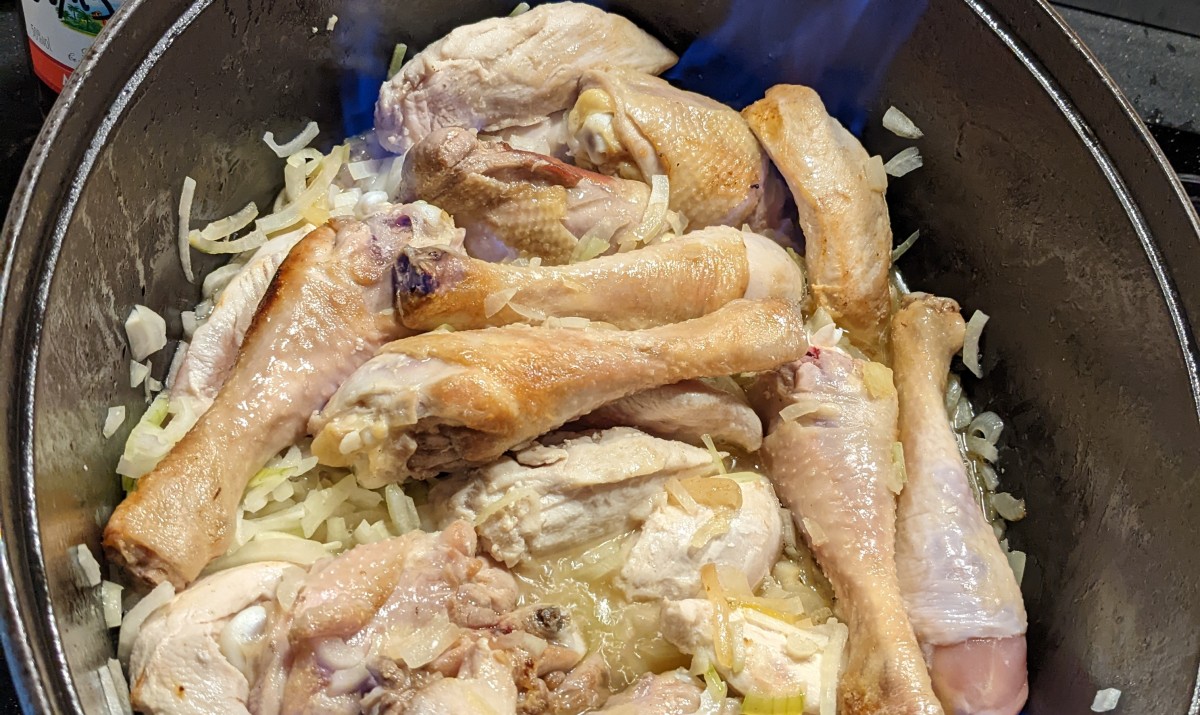 Poulet a la vanille et au rhum flambé