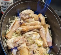 Poulet a la vanille et au rhum flambé
