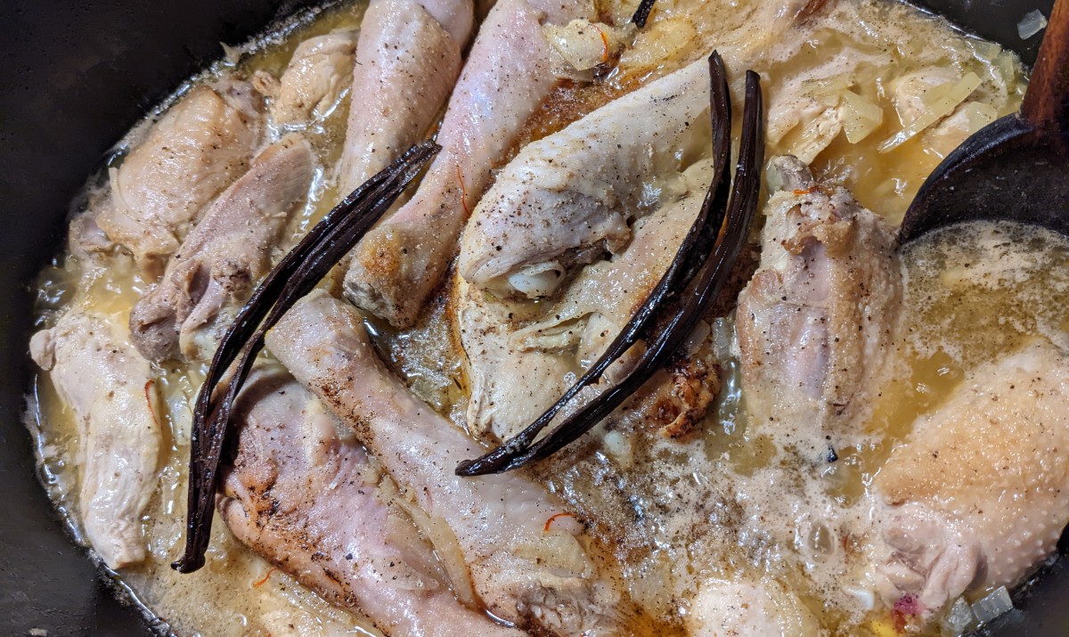 Poulet a la vanille et au rhum cuisson