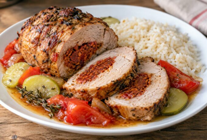 Rôti de porc farci au chorizo en cocotte