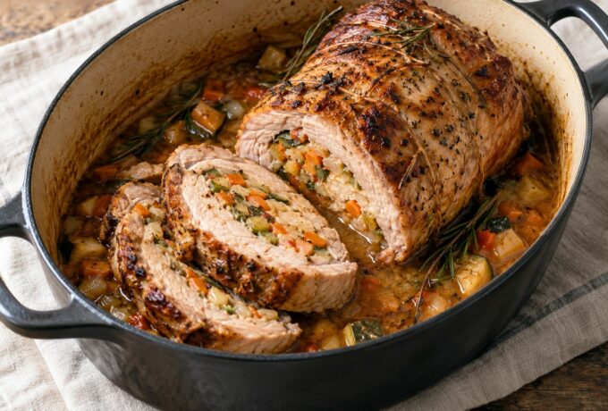 Rôti de veau farci aux légumes