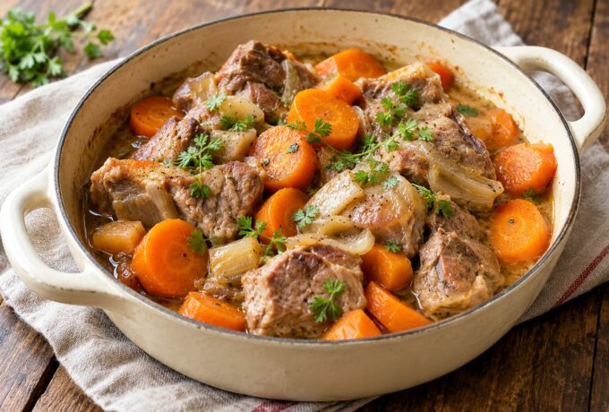 Sauté de veau aux carottes en cocotte