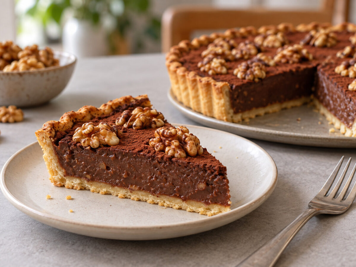 Tarte au chocolat et noix
