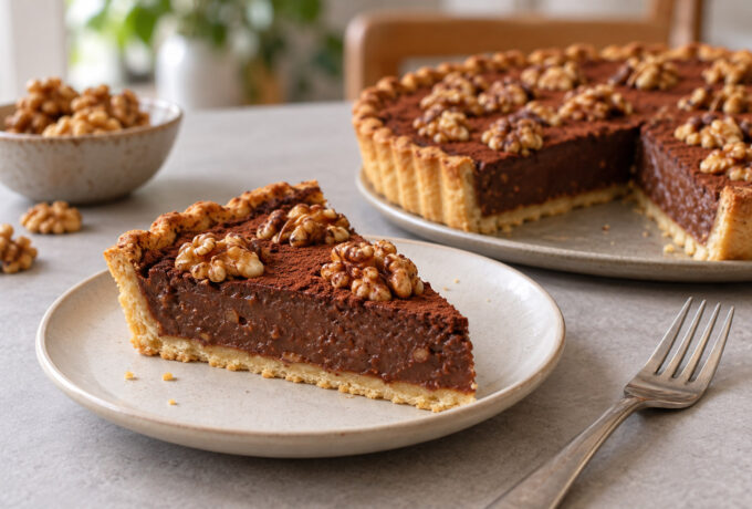 Tarte au chocolat et noix