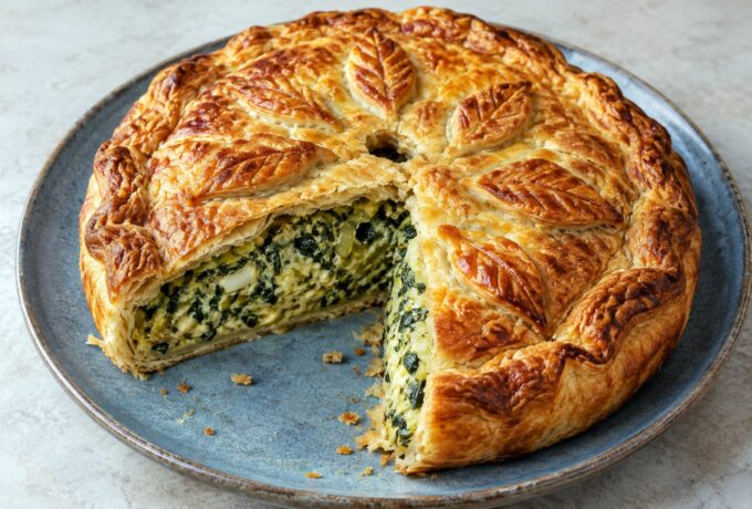 Tourte aux herbes, poireaux et cannelle