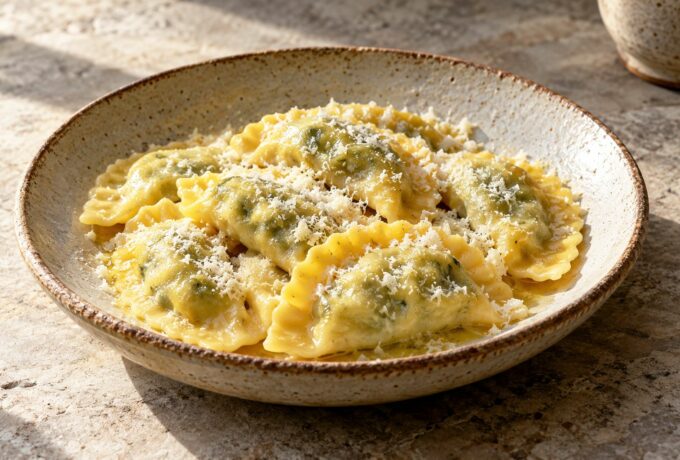 Agnolotti maison aux épinards et aux herbes