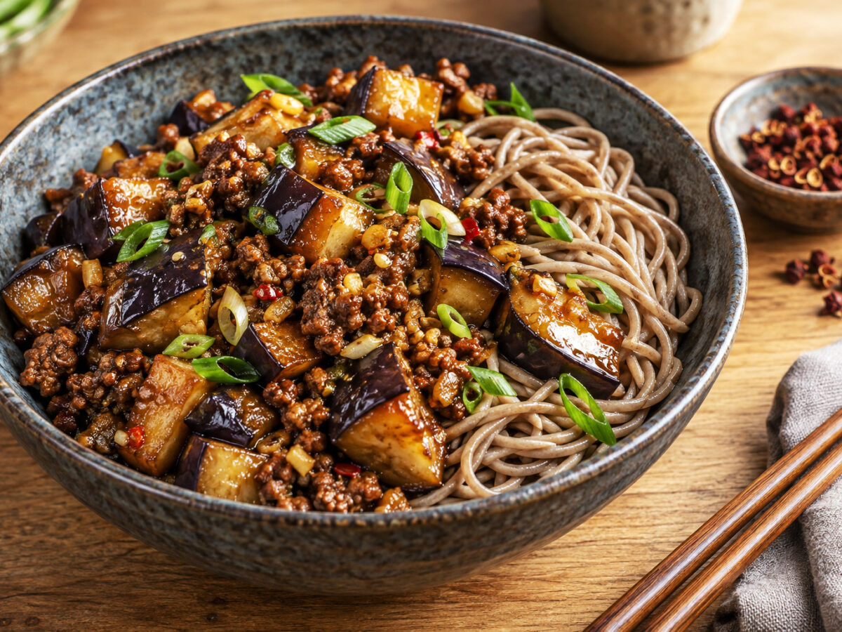 Aubergines et bœuf sautés au poivre du Sichuan