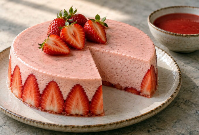 Bavarois aux fraises et à la vanille