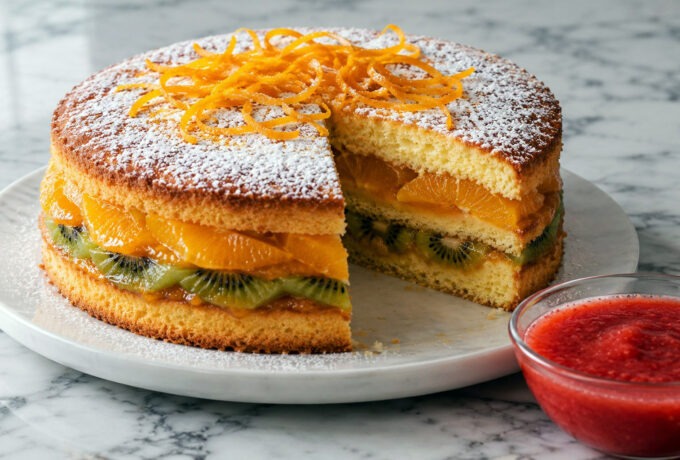 Biscuit mousseline aux fruits et à l’orange