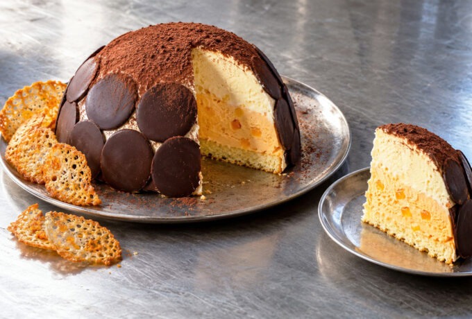 Bombe glacée à l’orange et au chocolat