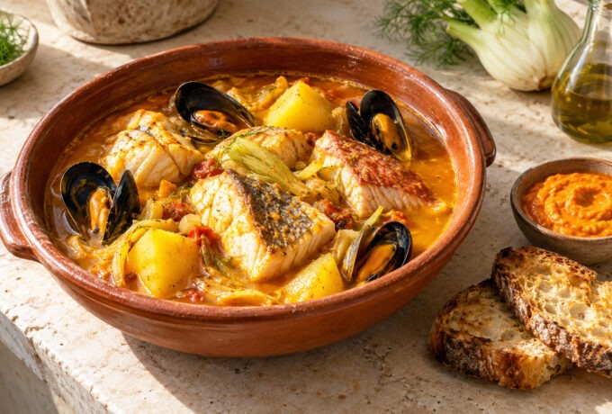 Bouillabaisse maison aux poissons variés