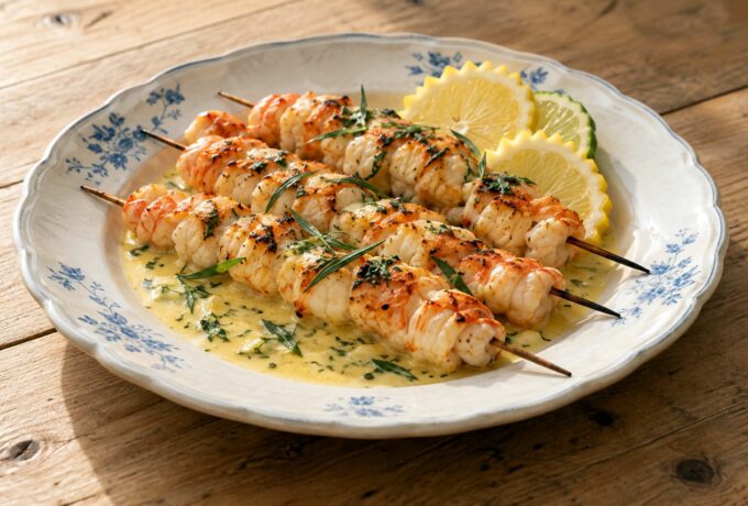 Brochettes de langoustines à l’estragon
