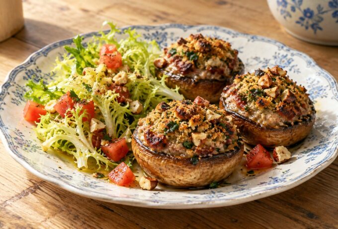 Cèpes farcis au magret d’oie fumé