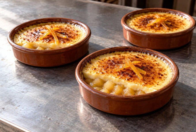 Crème façon catalane et compotée de fruits