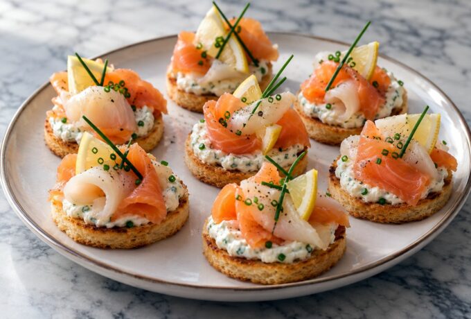 Croustades aux poissons fumés et fromage frais