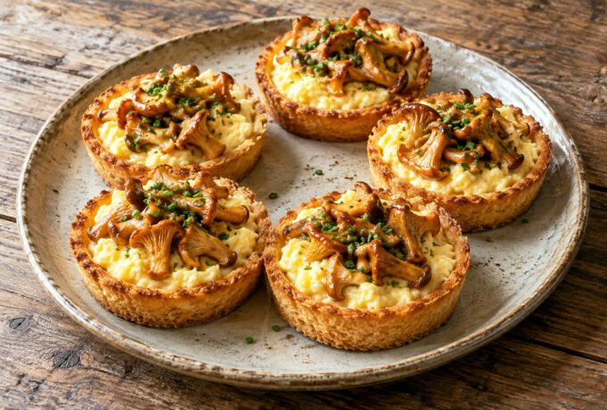 Croustades d’œufs brouillés aux chanterelles