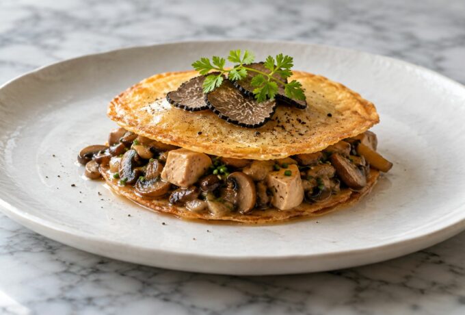 Croustillants de foie gras et champignons