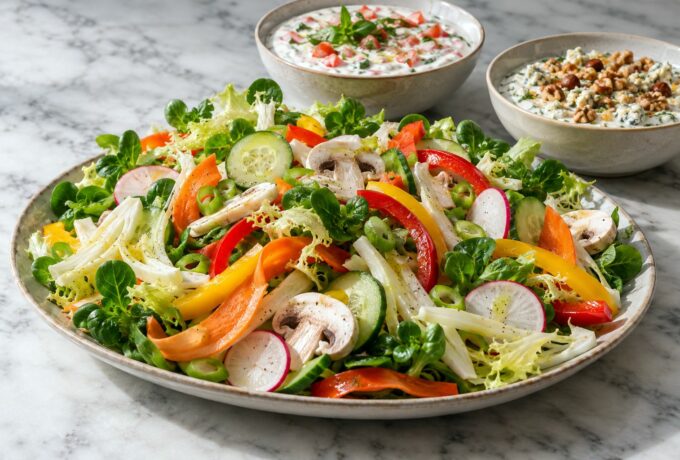 Crudités et sauce au fromage blanc aux herbes