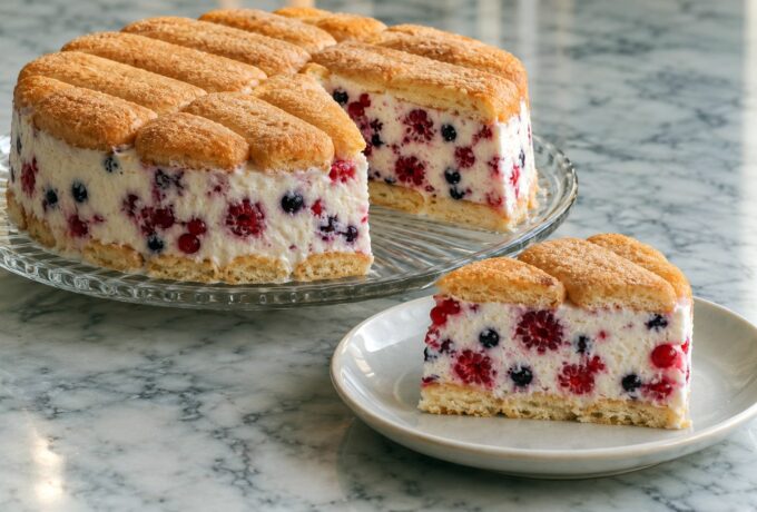 Entremets au fromage blanc et aux fruits rouges