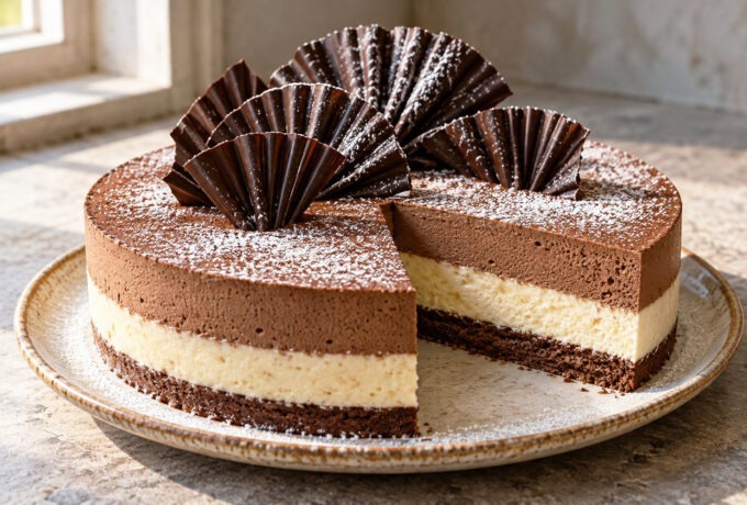 Entremets aux mousses chocolat et banane