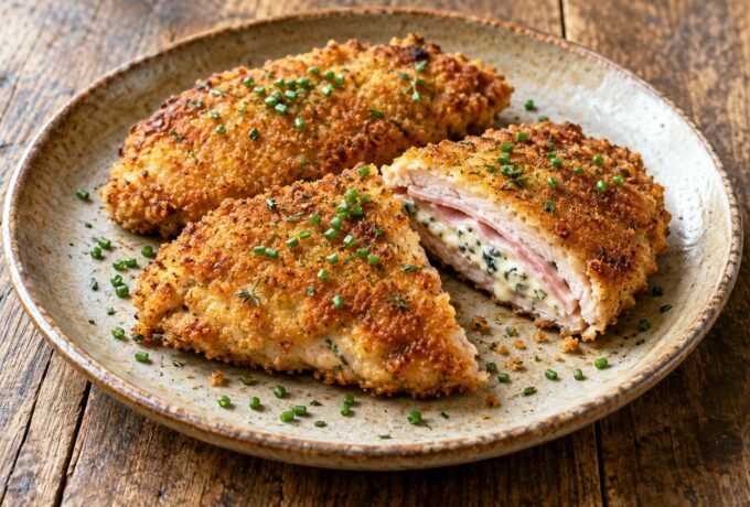 Escalopes panées au jambon et au roquefort