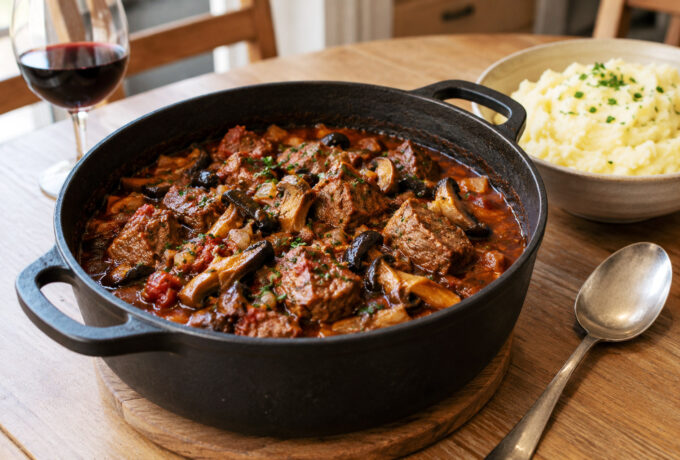 Estouffade d'agneau aux champignons des bois