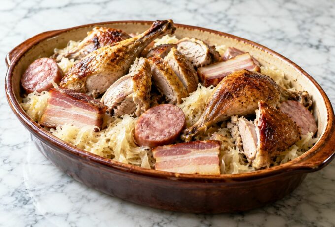 Faisan à la choucroute et au vin blanc