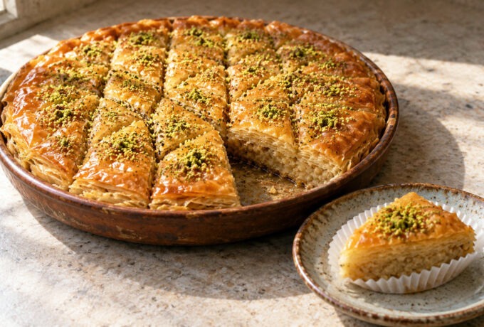 Feuilletés aux amandes, semoule et miel