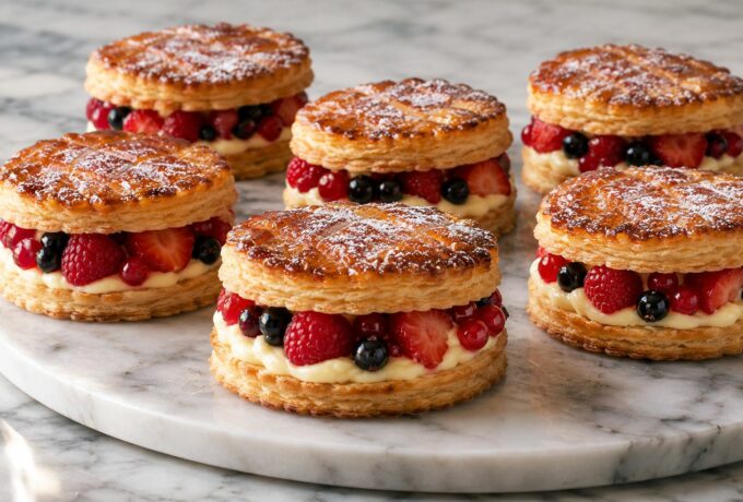 Feuilletés caramélisés aux fruits rouges
