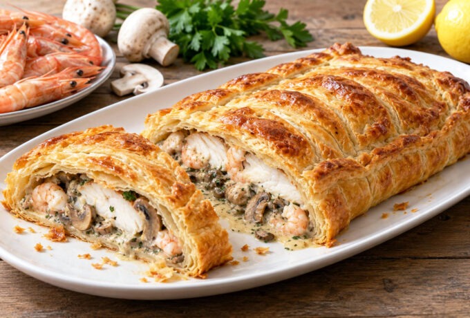 Feuilletés de sole aux crevettes et champignons