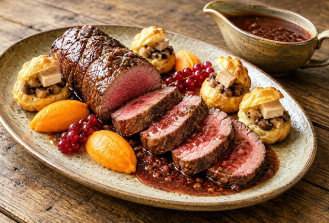 Filet de bœuf, sauce chevreuil au vin rouge