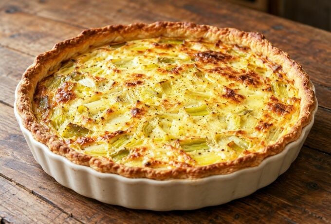 Flamiche aux poireaux sur pâte brisée maison