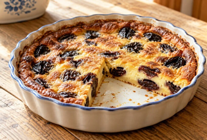 Flaugnarde aux pruneaux et fleur d’oranger