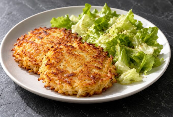 Galettes de pommes de terre au comté et salade