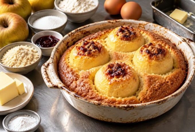 Gâteau aux pommes entières farcies aux amandes