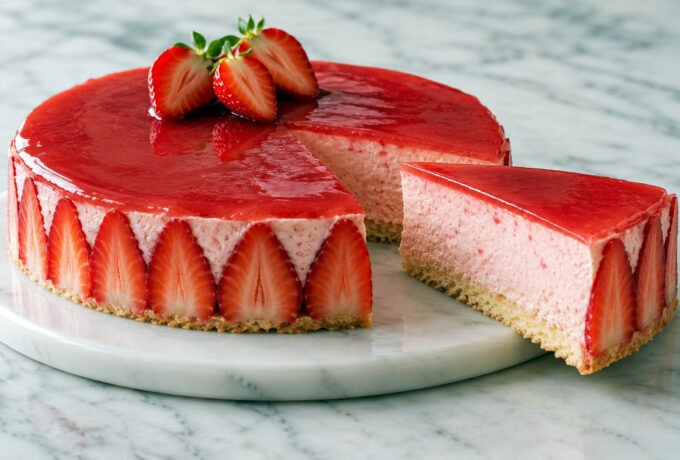 Gâteau fourré aux fraises et à la chantilly