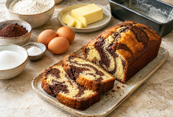 Gâteau marbré vanille et chocolat