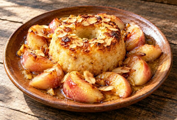 Gâteaux de riz aux pêches et aux amandes