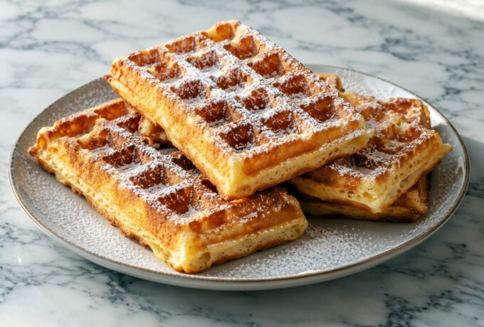 Gaufres à la levure de boulanger et sucre glace